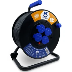 Keli France Enrouleur Pro M 3G2.5 IP44 avec 4 Prises à Clapet pour Usage Intensif en Intérieur & Extérieur