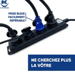 Keli France Enrouleur Pro M 3G2.5 IP44 avec 4 Prises à Clapet pour Usage Intensif en Intérieur & Extérieur