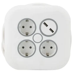 Zenitech Enrouleur Schuko 3 prises + 2 USB 7m