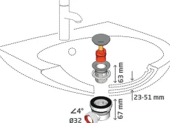 Wirquin Ensemble bonde et siphon de lavabo Quick-Clac Nano 6.7 Sortie Ø32 mm - 1/4 de tour