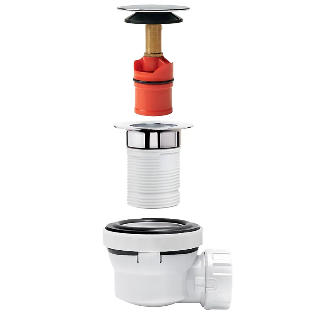 Wirquin Ensemble bonde et siphon de lavabo Quick-Clac Nano 6.7 Sortie Ø32 mm - 1/4 de tour