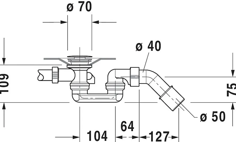 Duravit Evacuation De Baignoire-Ensemble de vidage siphon + trop-plein, Chrome, réglable - 8x40-88cmx18-50cm