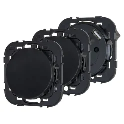 Jacobsen Ensemble double interrupteur + 1 prise avec terre affleurante + 1 prise USB-A+C Espen noir composable