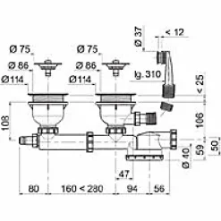 Wirquin Ensemble vidage 2 cuves ø 90 extra-plat Espace