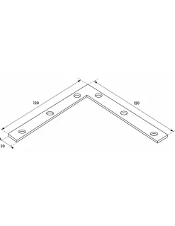 Thirard Equerre de fenêtre pour porte, 120x120x20mm, bouts carrés, acier zingué -