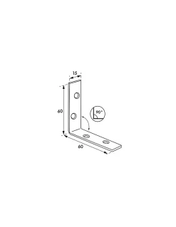 Thirard Equerre de renfort pour porte, 60x60x15mm, acier zingué -