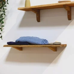 Woodbord Equerre en Bois Teck Huilée - 18x55x175mm - Fixation pour Etagère Murale (lot de 2)