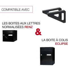 Renz Support De Boîte Aux Lettres-Equerres murales Noir mat RAL 9005MT