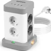 Duronic Multiprise-ET8C Tour multiprise 8 prises 3680W 13A 3x USB-A 1x USB-C Câble 1,8m protection Parasurtenseur protection surtension