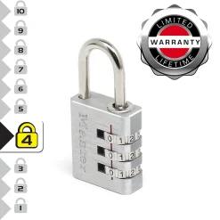 Master Lock 7630EURD Cadenas à Combinaison Programmable en Aluminium, gris, 3 x 6,5 x 1,3 cm