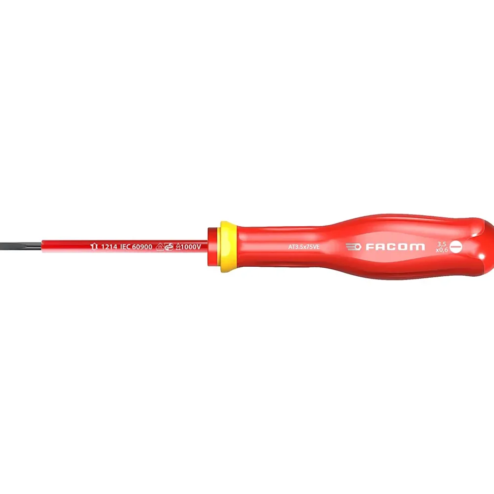 Facom Tournevis D'Électricien-Tournevis Protwist Plat 3,5 x 75 Isolé 1000 V - AT3.5X75VE