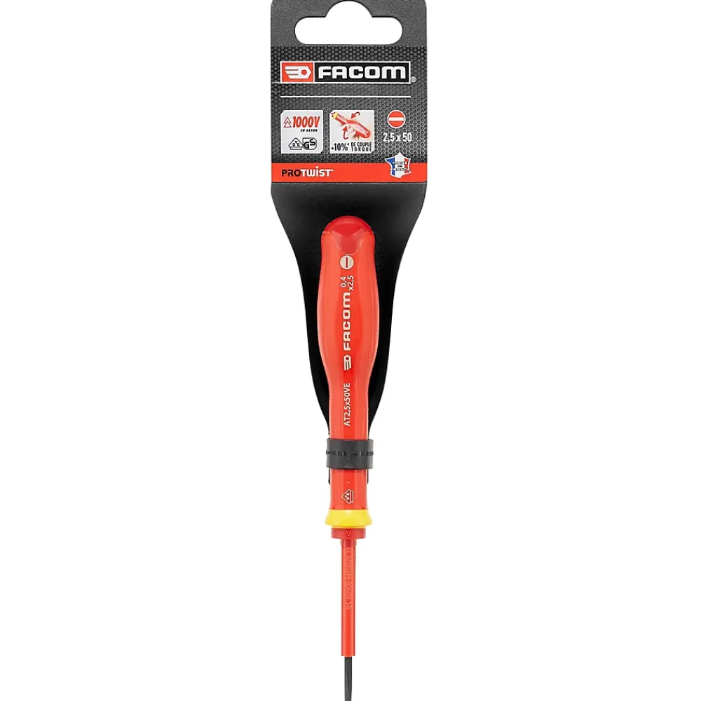 Facom Tournevis D'Électricien-Tournevis Protwist Plat 2,5 x 50 Isolé 1000 V - AT2.5X50VE