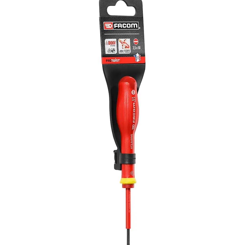 Facom Tournevis D'Électricien-Tournevis Protwist Plat 2,5 x 50 Isolé 1000 V - AT2.5X50VE