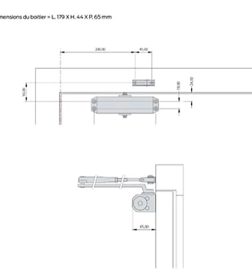 Autres Ferme-porte Bricard Blanc bras compas fermeture automatique jusqu à 60 kg Force 3