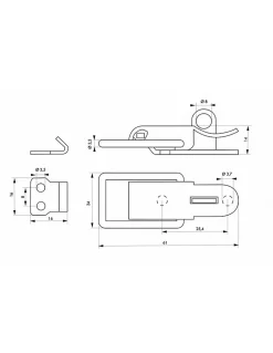 Thirard Fermeture à levier avec crochet cadenassable, inox, H.54mm, zingué -
