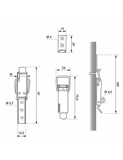 Thirard Serrure De Meuble|Serrure De Meuble-Fermeture à levier avec crochet cadenassable, acier zingué, H.44mm -