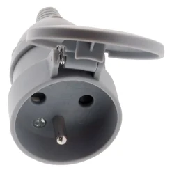 Zenitech Fiche Électrique-Fiche femelle à clapet 16A 2P+T - Gris -