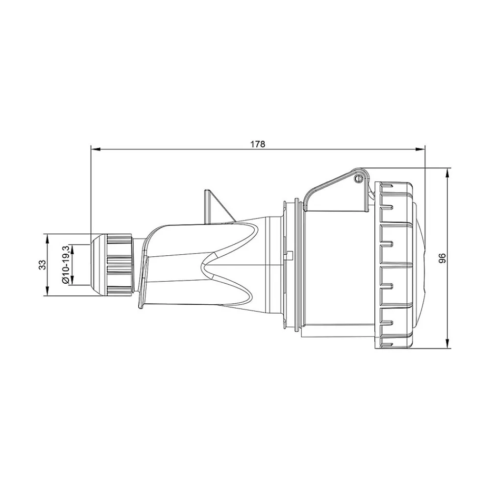 Ide Fiche Femelle Triphasé 32a 3p+t 380v - 4 Broches - étanche Ip67 -