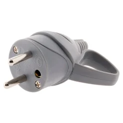 Zenitech Fiche Électrique-Fiche mâle anneau + ergot -16A 2P+T - Gris -