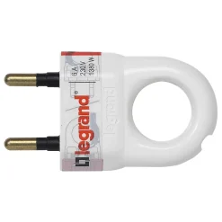 Legrand Fiche Électrique-Fiche mâle 6A 2 P+T blanc avec anneau