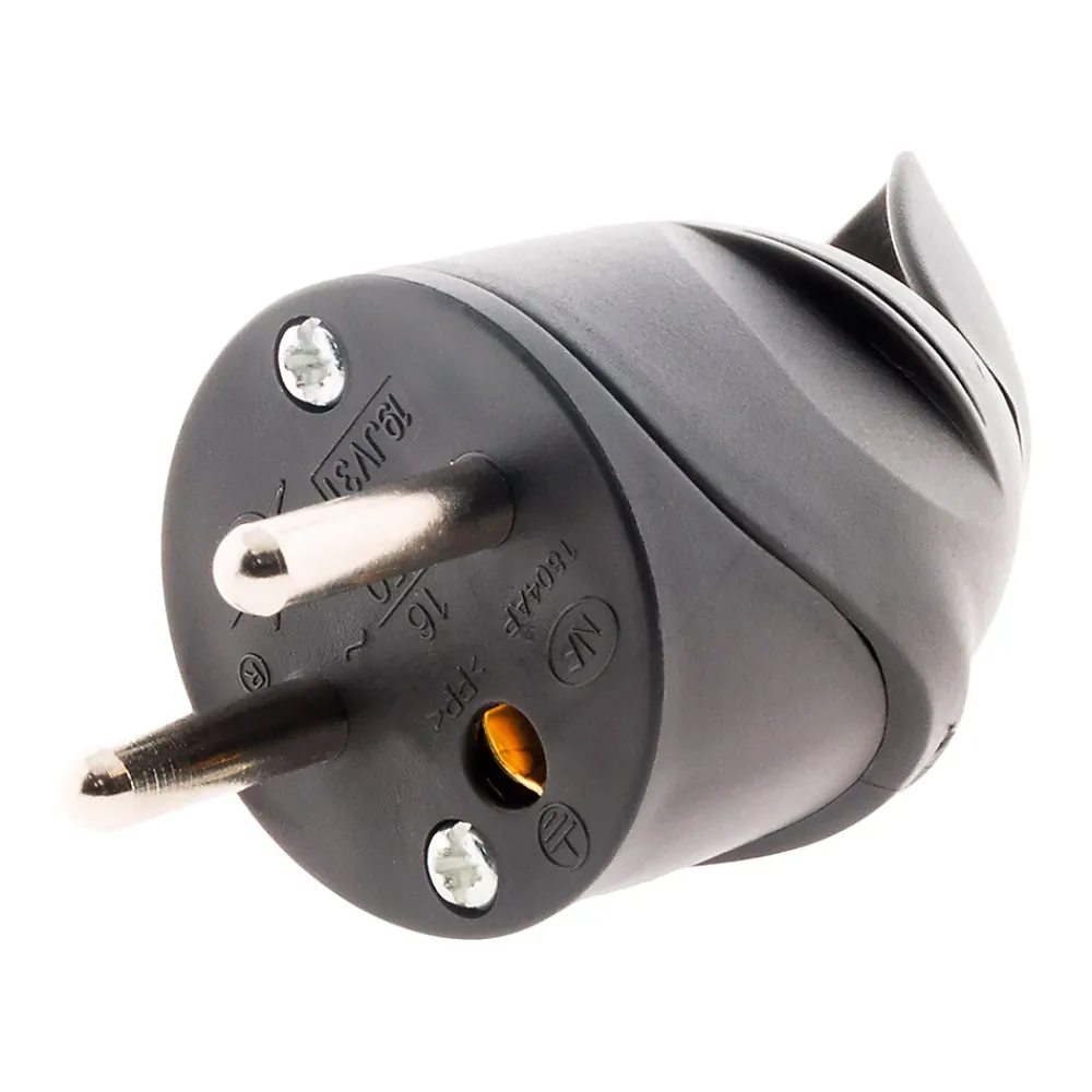 Zenitech Fiche mâle coudée 16A 2P+T - Noir -