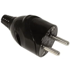 Diall Fiche mâle droite 16A noir glossy