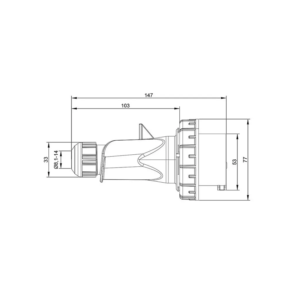 Ide Fiche Mobile Male Triphasé 16a 3p+t 380v - 4 Broches - étanche Ip67 -