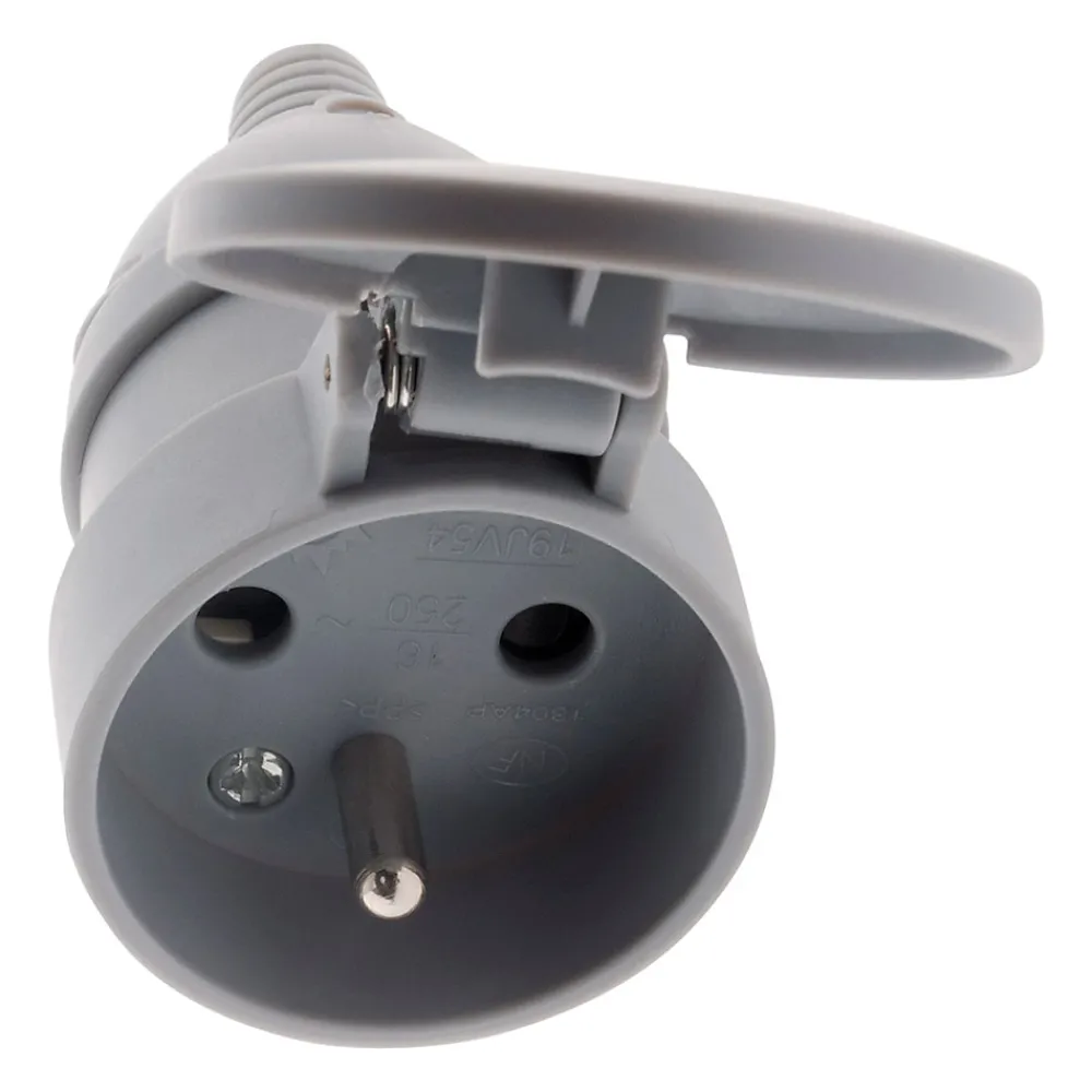 Zenitech Fiche Électrique-10 fiches femelles clapet 16A 2P+T gris