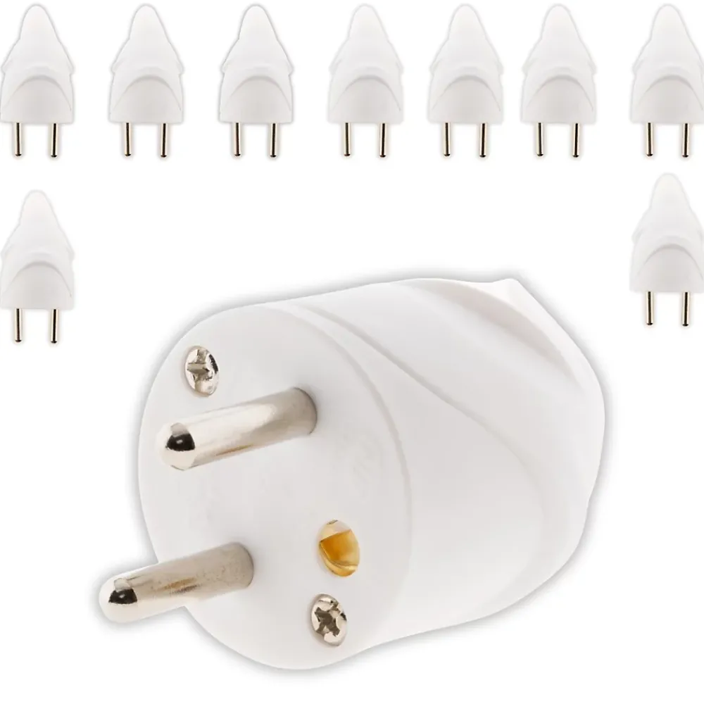 Zenitech 10 fiches mâles coudées 16A 2P+T blanc