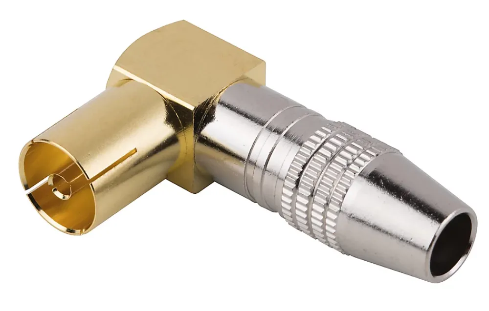 SLX Câble Et Connectique Tv-Fiche TV Femelle ø9.52 mm coudé à câbler, Or