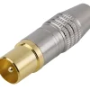 SLX Câble Et Connectique Tv-Fiche TV Mâle ø9.52 mm coudé à câbler, Or