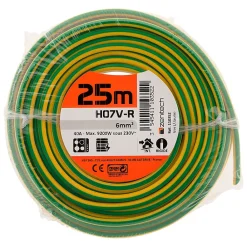 Zenitech Câble, Fil Et Cordon D'Alimentation-Fil électrique H07V-R 6mm² jaune/vert - 25m -