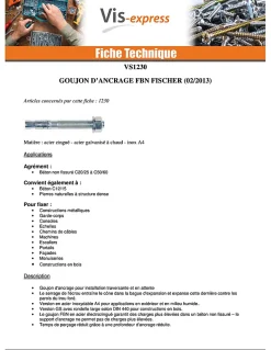 Fischer Ancrage FBN II 8X66 Filetée sur 34 Acier zingué - 1 pièce