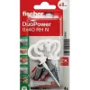 O91 Cheville Pour Plaque De Plâtre-fischer DuoPower 535482 - Chevilles bimatière 8 x 40 mm avec crochets ronds (4 pièces)