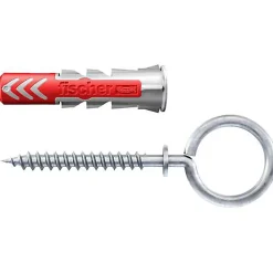 O91 Cheville Pour Plaque De Plâtre-Fischer DuoPower 8 x 40 OH Set de chevilles avec crochets à œillet, 2 chevilles + 2 vis 5,5 x 77