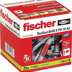O91 Fischer DuoSeal cheville 8 x 48 mm, inox, 25 pcs - étanchéité pour zones humides