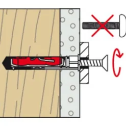 O91 Fischer DUOTEC 12 S PH M LD Cheville à bascule pour plaques et matériaux pleins, 10 pièces, vis incluses