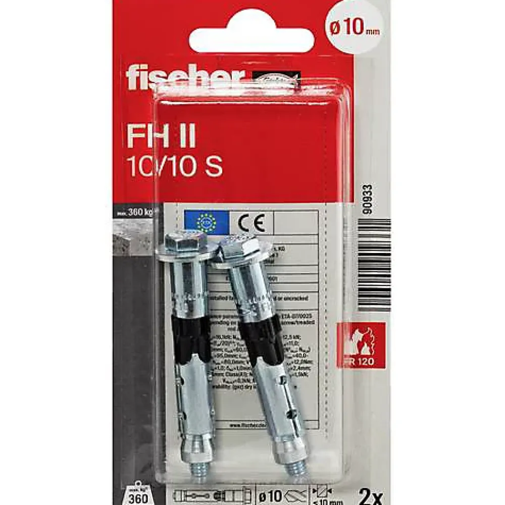 O91 Fischer FH II 10/10 S K NV Cheville haute performance 10 mm, lot de 2