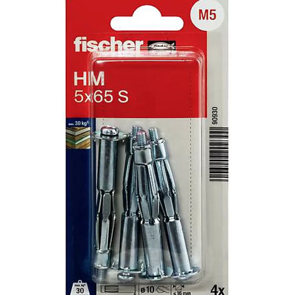 O91 Fischer HM 5 x 65 S - Cheville métallique pour corps creux 10 mm, 4 pcs