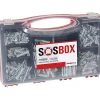 O91 Kit De Vis-Fischer SOSBOX S kit de chevilles et vis triées 150 pièces - boîtier plastique transparent pour atelier et chantier