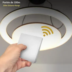 Fishtec - Interrupteur Sans Fil ni Pile + Douille E27 - Contrôle à Distance 100 m - Énergie Cinétique - IP44 - Installation Facile