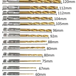 Deko Foret Hélicoïdal en HSS 13Pcs Forets Hexagonaux en Acier Rapide avec Revêtement en Titane 1,5 Mm - 6,5 Mm pour Perçage du Bois