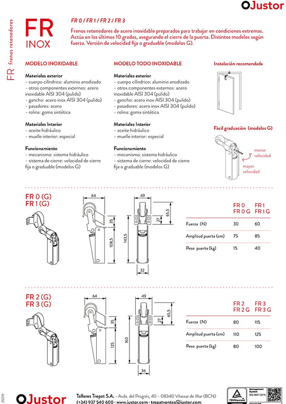Hardwarexchange Frein de rétention force 80 N en acier inox 304, pour porte jusquà 80 KG.