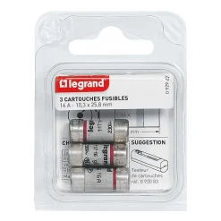 Legrand 3 fusibles céramique 10.3 x 25.8 mm avec voyant