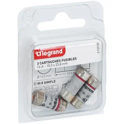 Legrand 3 fusibles céramique 10.3 x 25.8 mm avec voyant