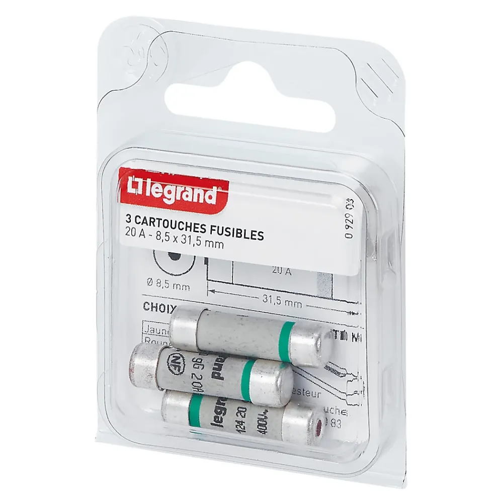 Legrand 3 fusibles céramique 8.5 x 31.5 mm avec voyant