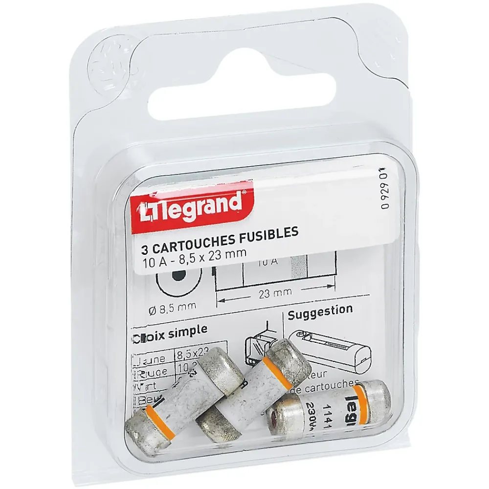 Legrand Fusible-3 fusibles céramique 8.5 x 23 mm avec voyant