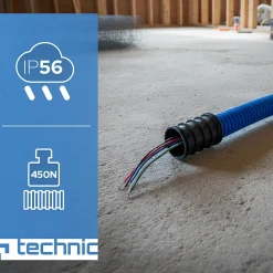 Edo Gaine Et Drain-Gaine électrique enterrée FI50 mm 50 m annelée double paroi avec tire fil et manchon 450 N bleue