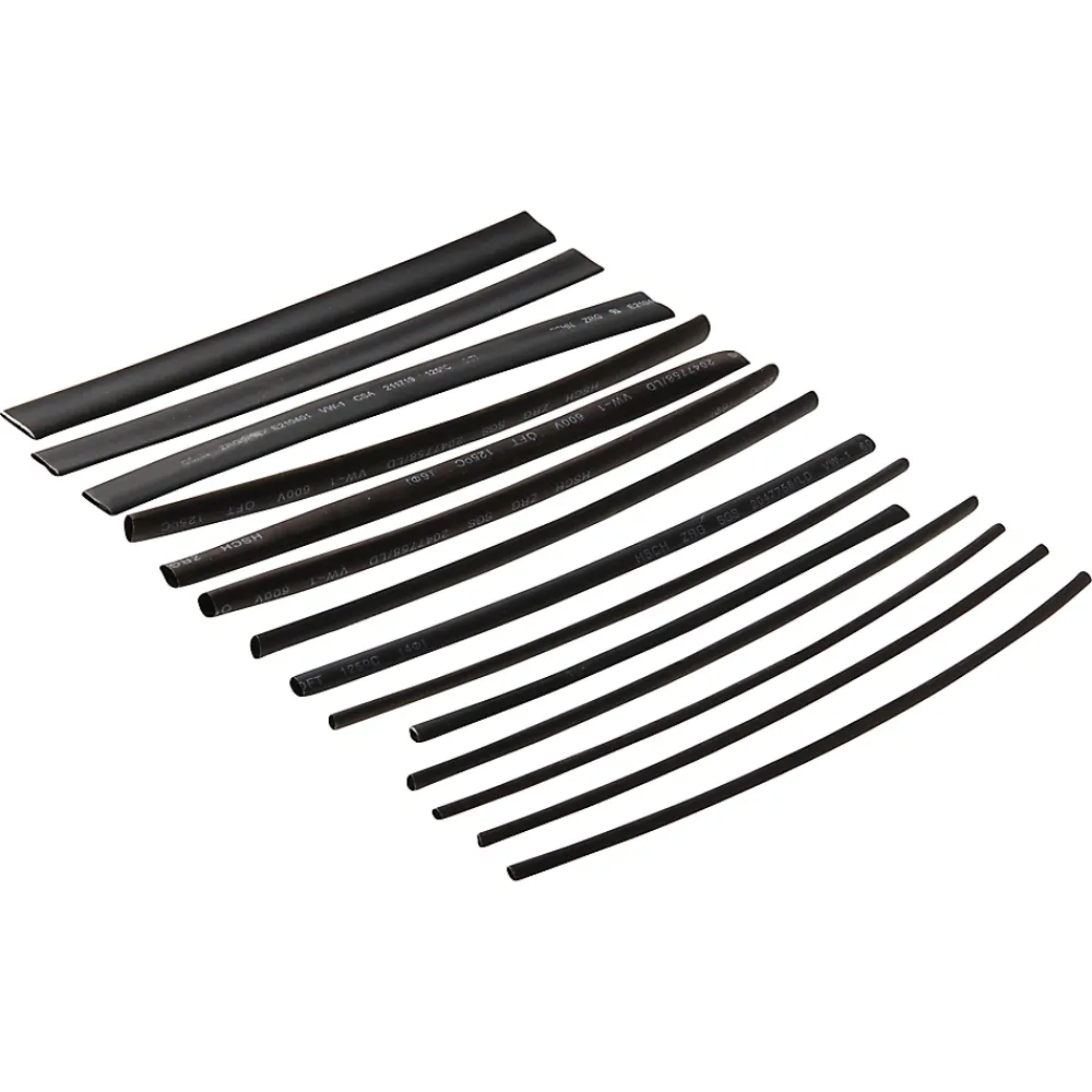 Diall 15 gaines thermorétractable noires ø8/ø6/ø4/ø3/ø2 mm