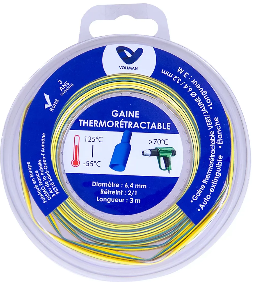 Voltman Gaine Électrique-Gaine thermorétractable 3m vert/jaune Zenitech